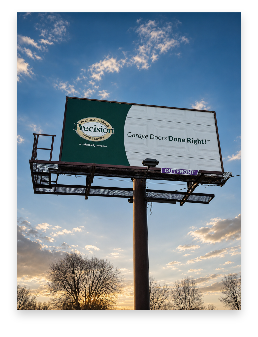 Precision Garage Door billboard campaign